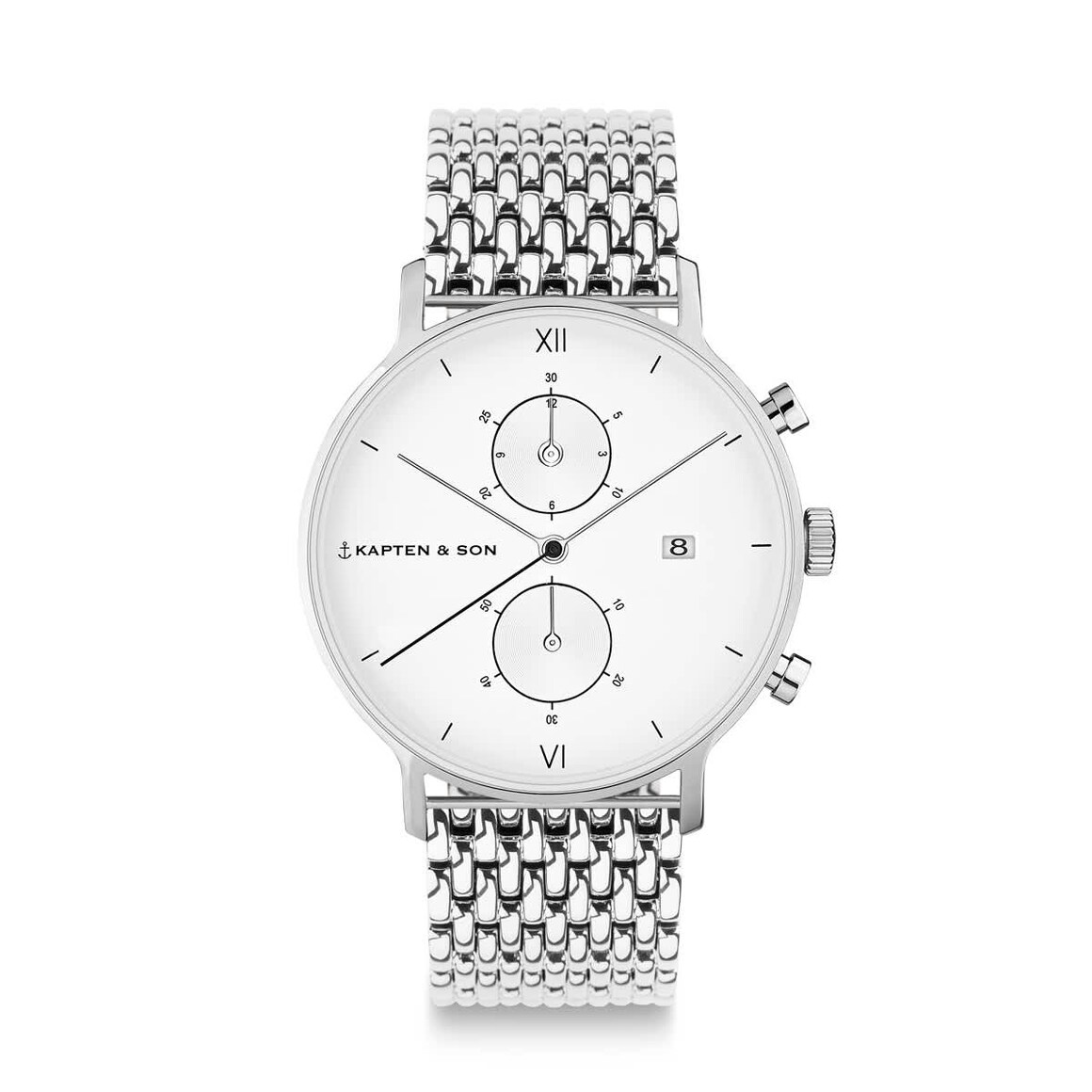 Kpten & Son Chrono Silver Woven Steel